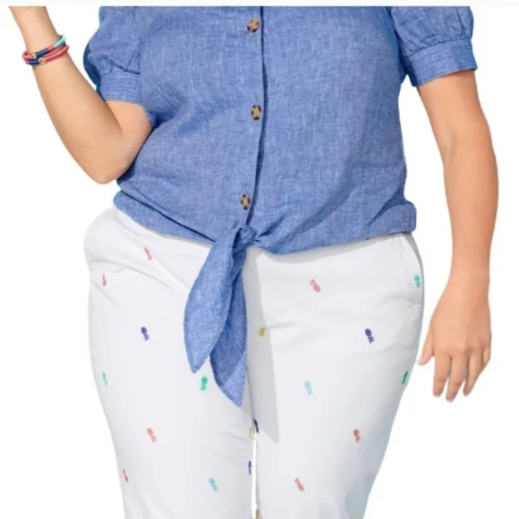 Talbots Pineapple Print Relaxed Chinos - Picture 2 of 10